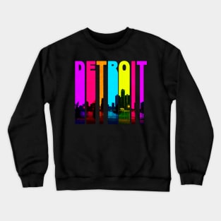 Retro Detroit Michigan Cityscape Skyline Crewneck Sweatshirt